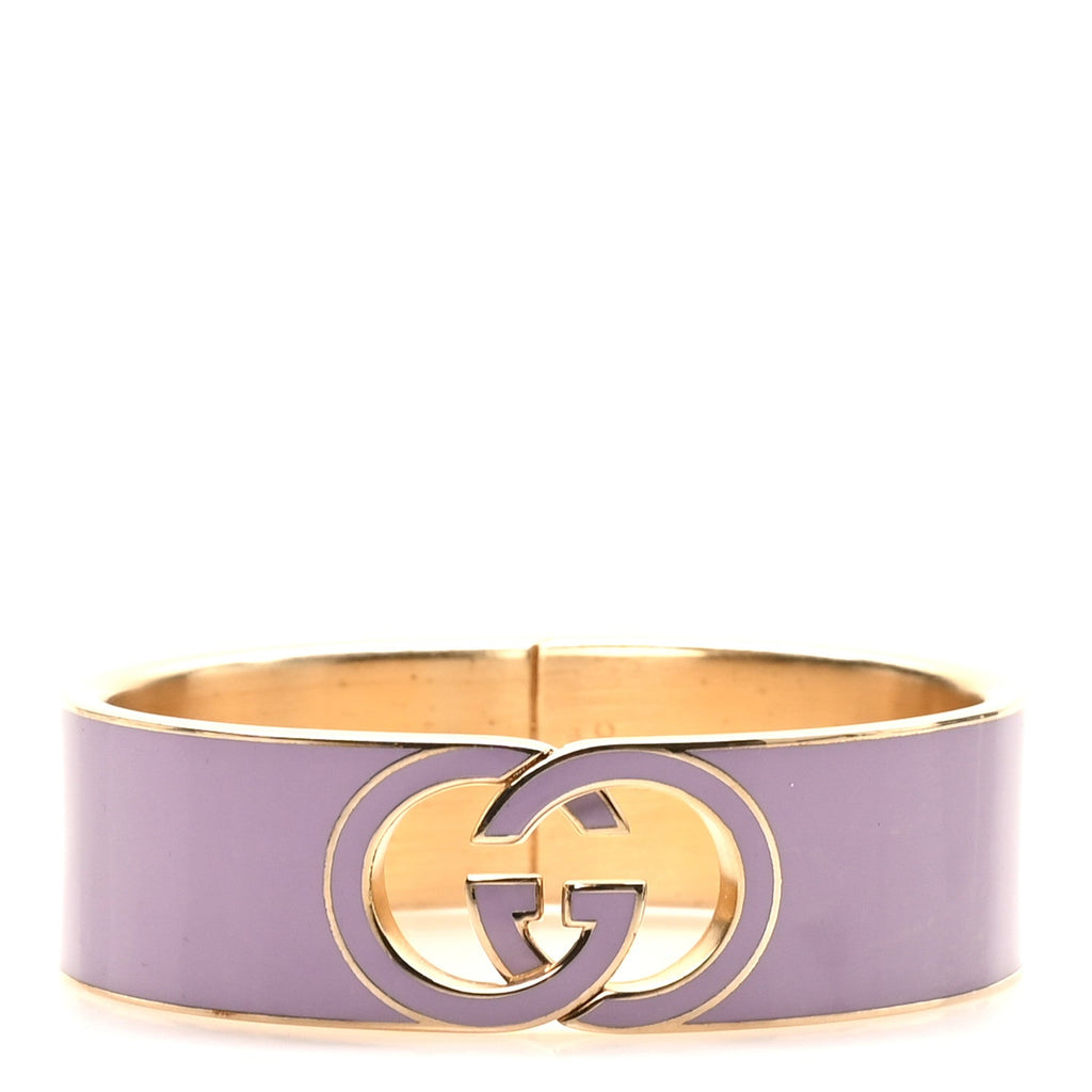 Gucci Enamel Interlocking G Cuff Bracelet Lilac