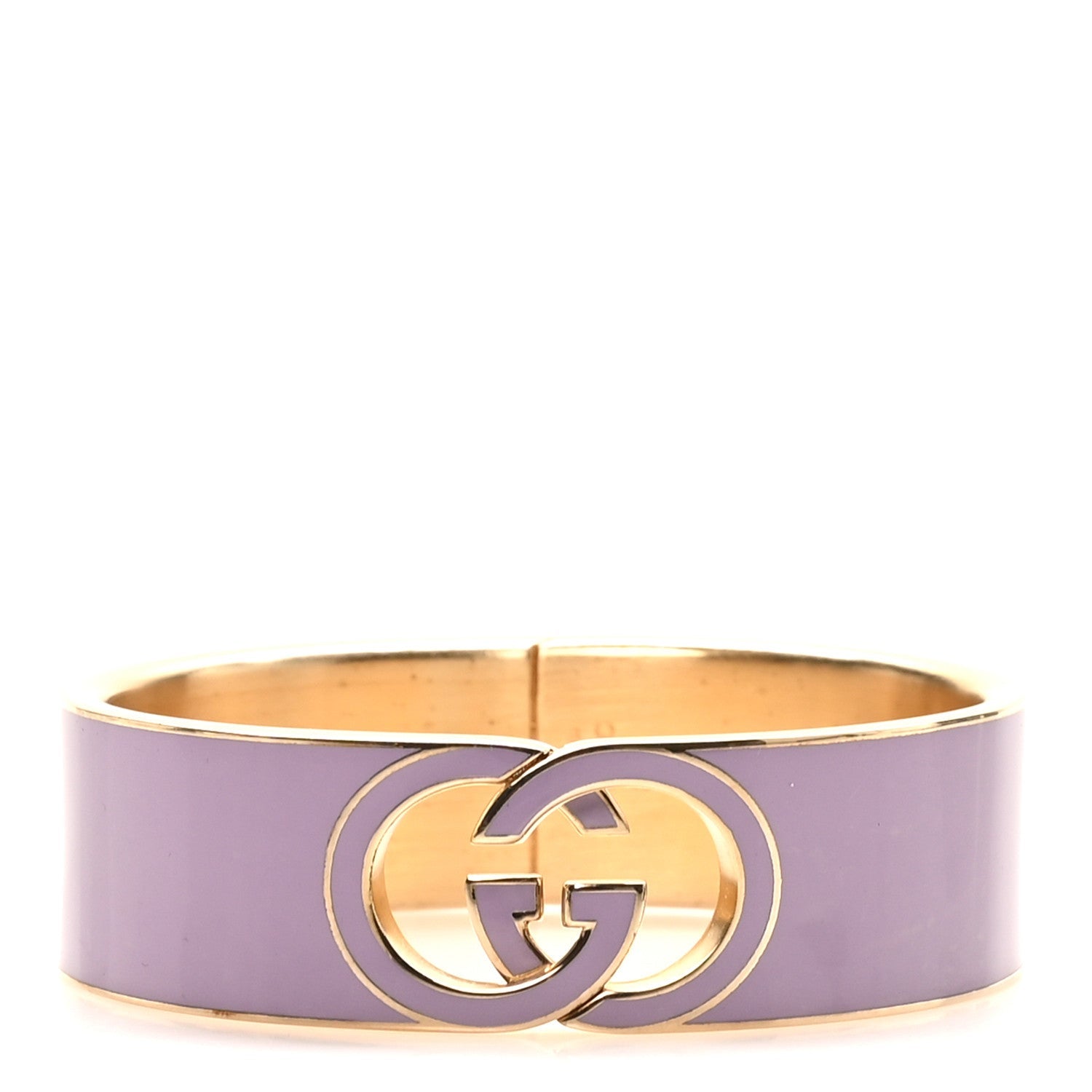 Gucci Enamel Interlocking G Cuff Bracelet Lilac
