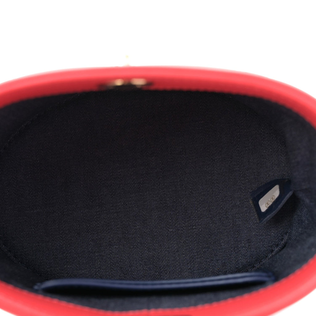 Chanel Lambskin Resin Elegant Chain Vanity Case Red