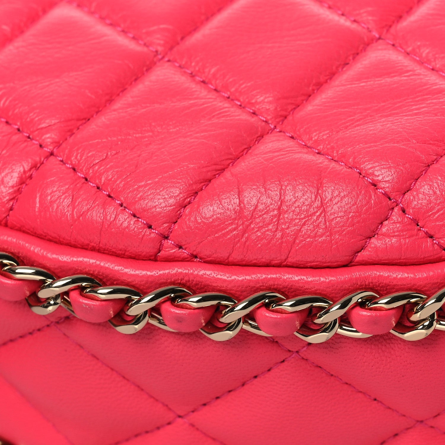 Chanel Lambskin Quilted Chain Around Hobo Pink