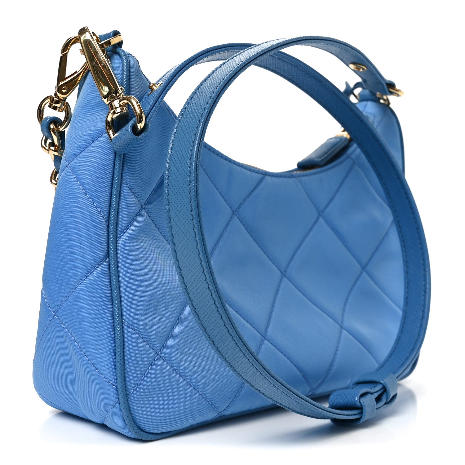 Prada Re-Nylon Saffiano Stitched Mini Re-Edition 1995 Chaine Shoulder Bag Blue