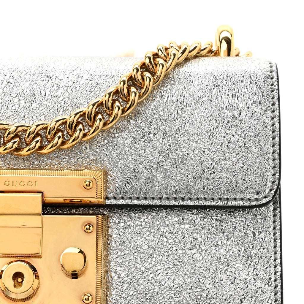 Gucci Galassia Small Padlock Shoulder Bag Argento
