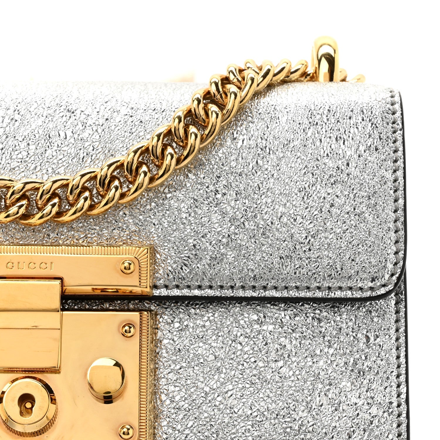 Gucci Galassia Small Padlock Shoulder Bag Argento