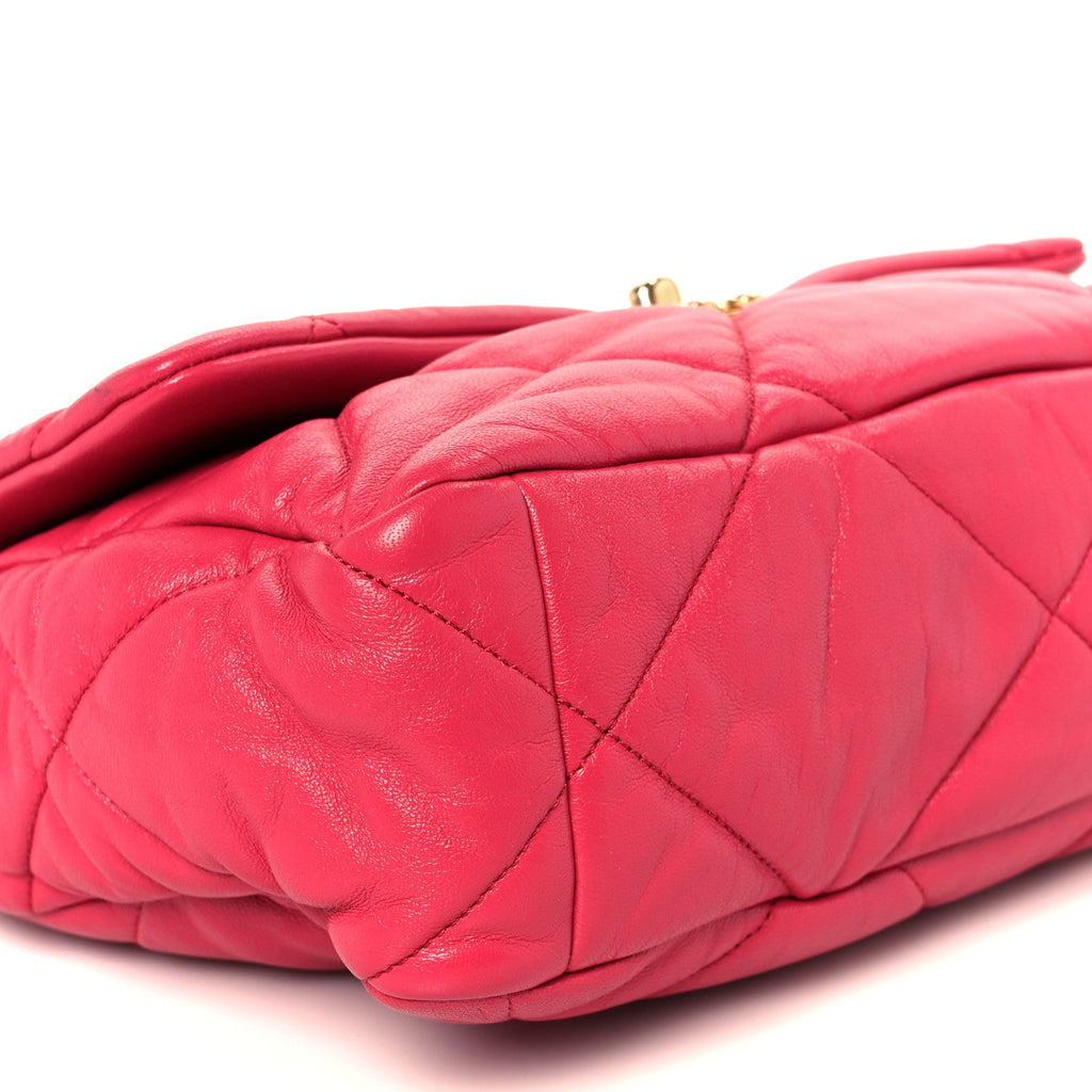Chanel Goatskin Quilted Large Chanel 19 Flap Dark Pink