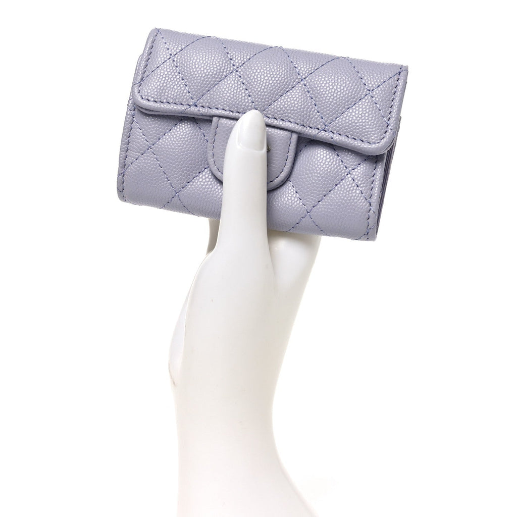 Caviar Quilted Classic 4 Key Holder Wallet Light Purple