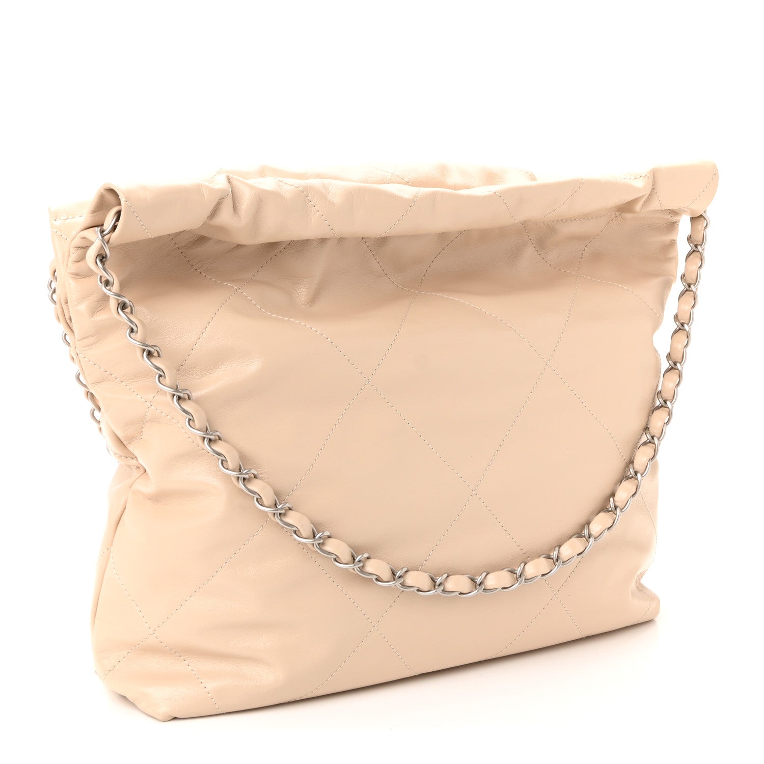 Chanel Shiny Calfskin Quilted Small Chanel 22 Ecru