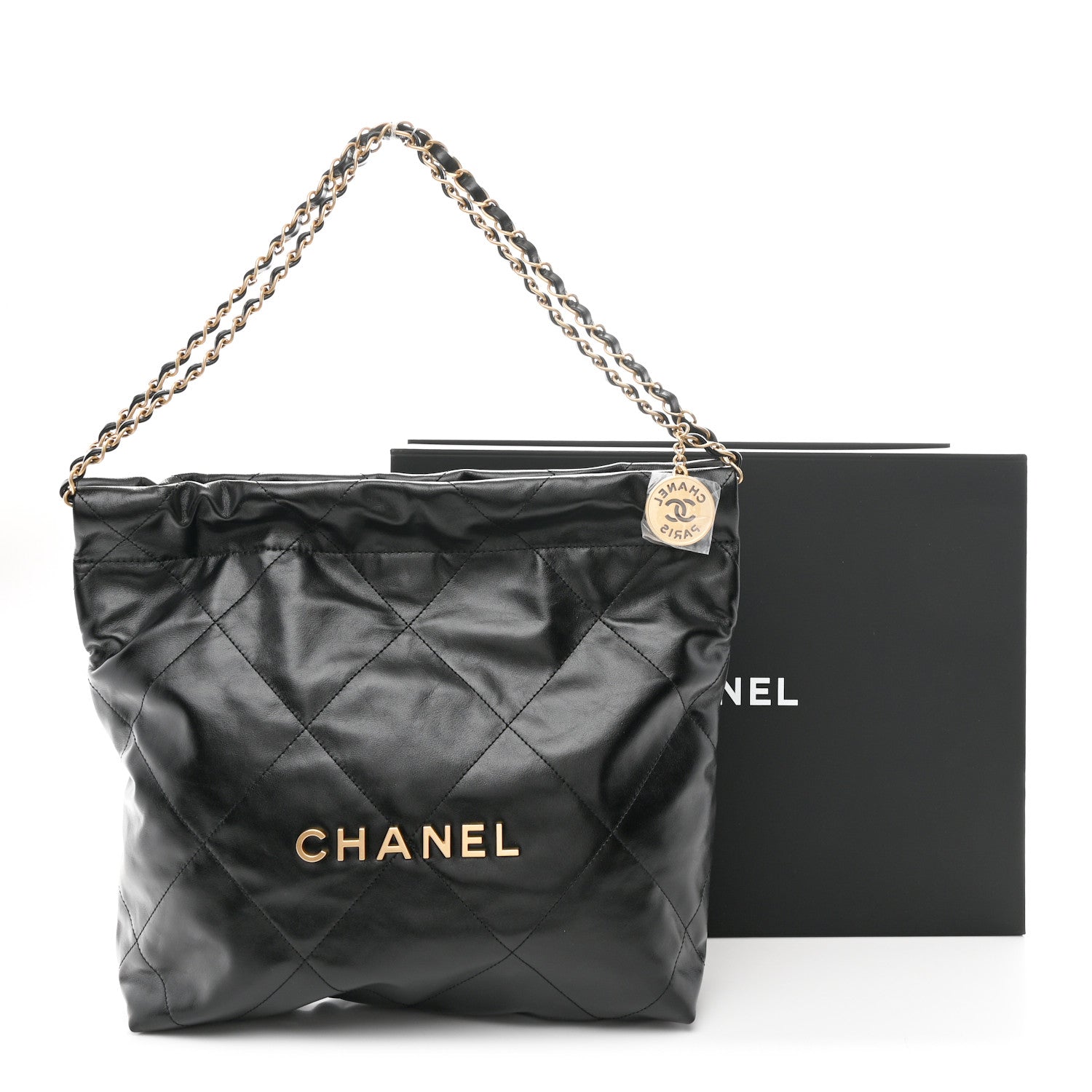 Chanel Shiny Calfskin Quilted Small Chanel 22 Black
