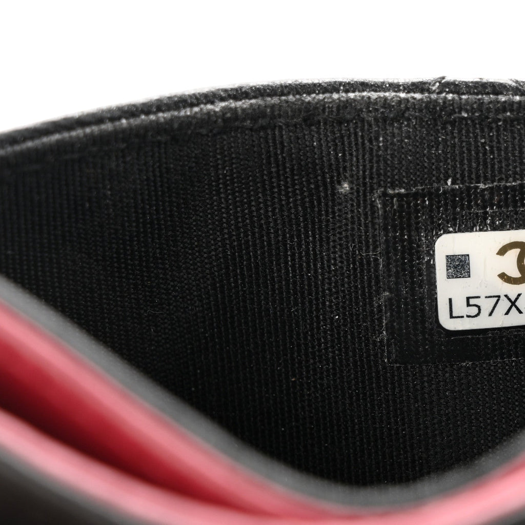 Lambskin Quilted Chanel 19 Card Holder Black