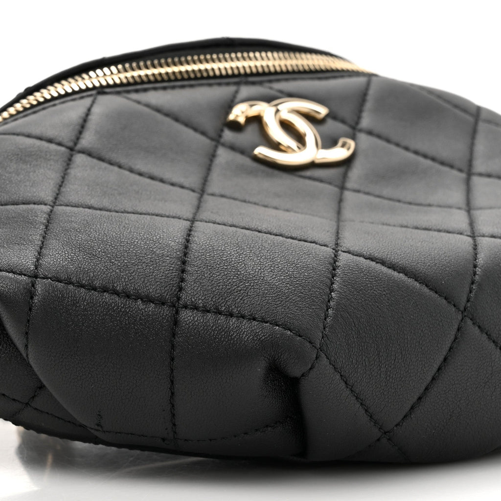 Chanel Lambskin Quilted Resin Bi-Color Waist Bag Fanny Pack Black