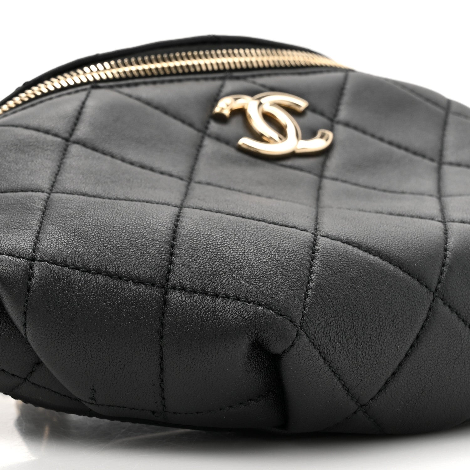 Chanel Lambskin Quilted Resin Bi-Color Waist Bag Fanny Pack Black