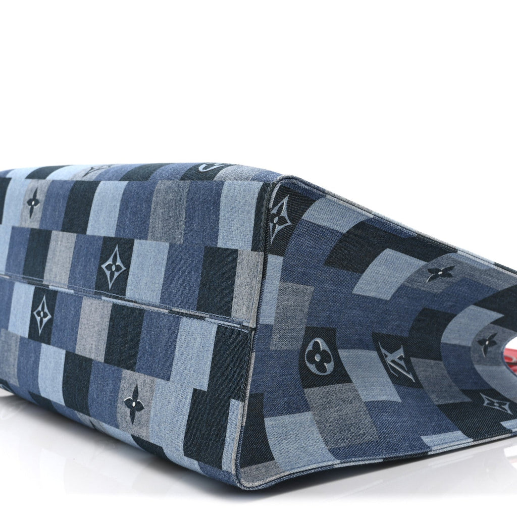 Louis Vuitton Denim Damier Monogram Onthego Blue Rouge