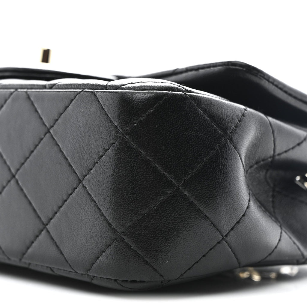 Chanel Lambskin Quilted Mini Rectangular Flap Black