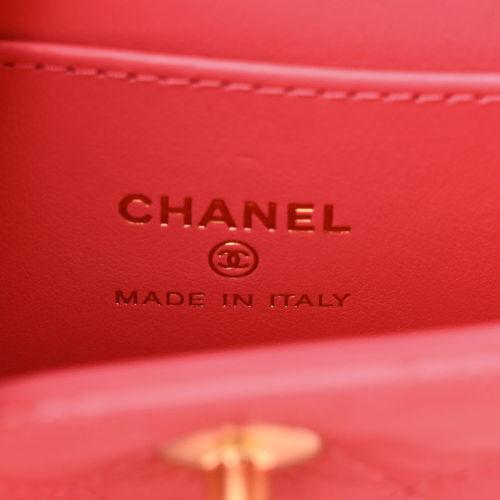 Chanel Shiny Aged Calfskin Quilted Mini Nano Kelly Shopper Dark Pink