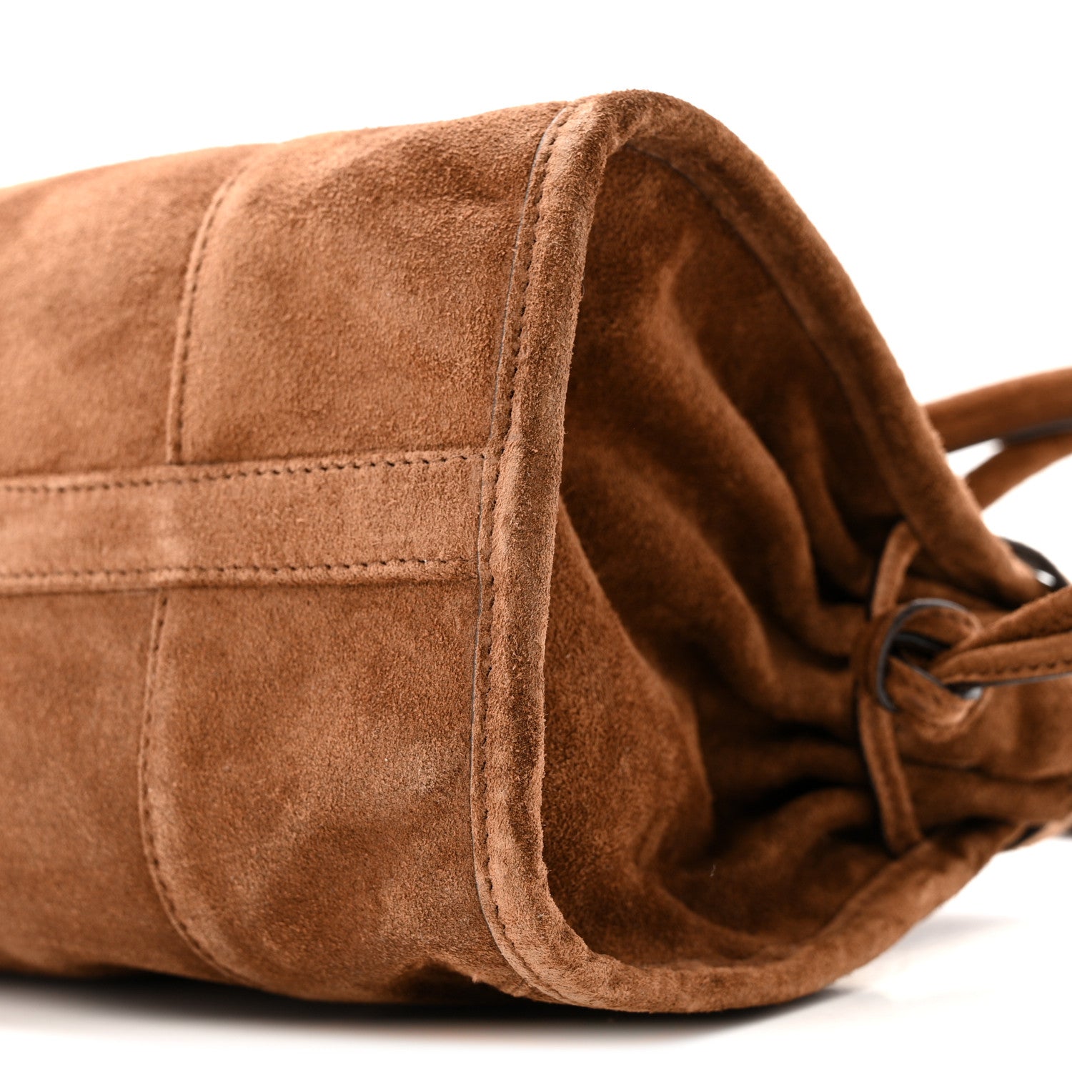 Prada Suede Triangle Medium Bonnie Shoulder Bag Cacao