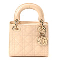 Christian Dior Patent Cannage Mini Lady Dior Beige