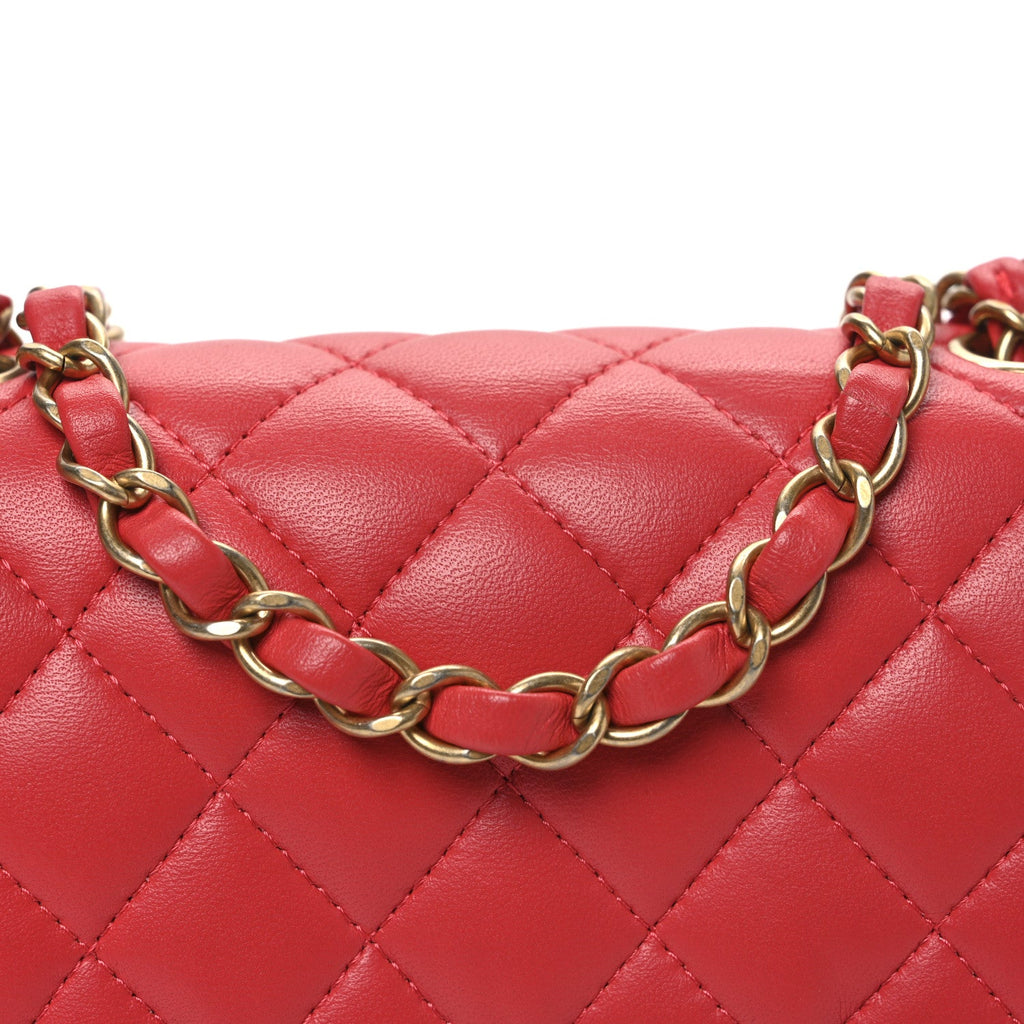 Chanel Lambskin Quilted Mini Square Flap Red
