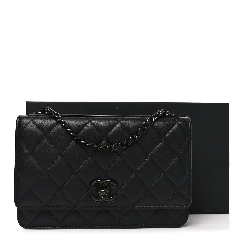 Chanel Lambskin Quilted Trendy CC Wallet On Chain WOC So Black