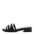 Lambskin Embroidered CC Mule Sandal 40 Black White