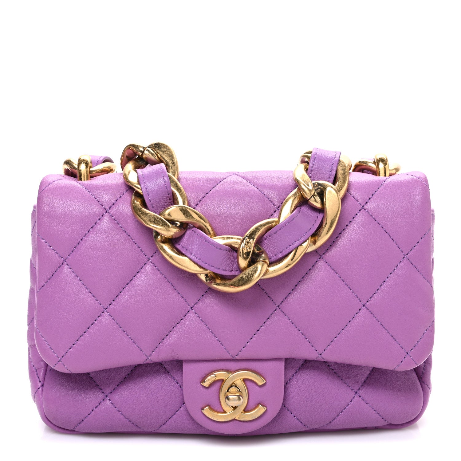 Chanel Lambskin Quilted Small CC Funky Town Flap Purple