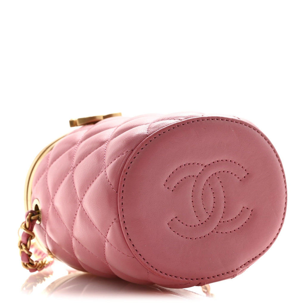 Chanel Lambskin Quilted Mini Crown Box Bag Pink