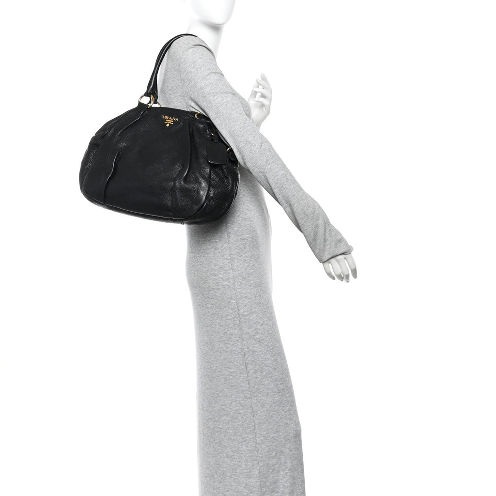 Prada Vitello Daino Shoulder Bag Black