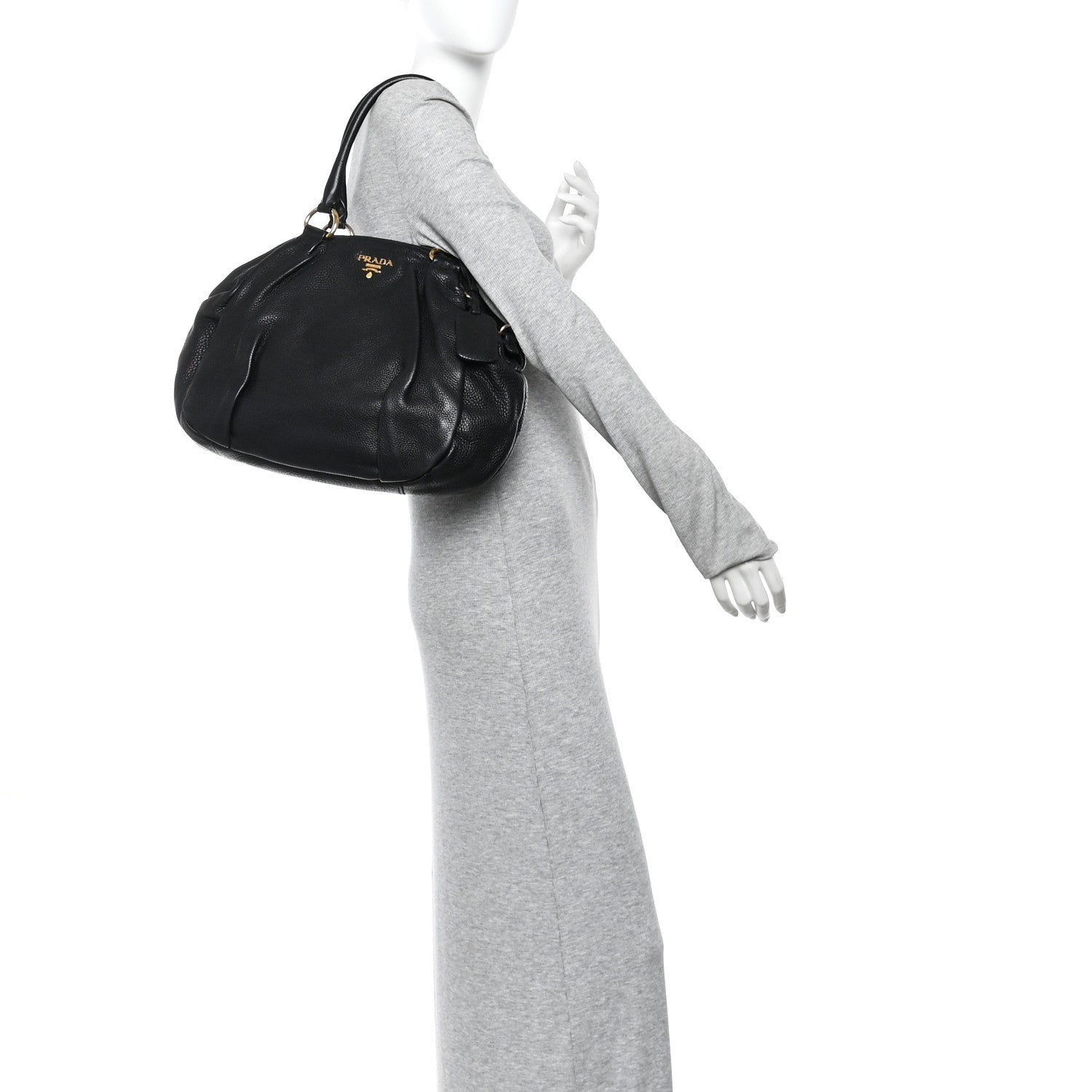 Prada Vitello Daino Shoulder Bag Black