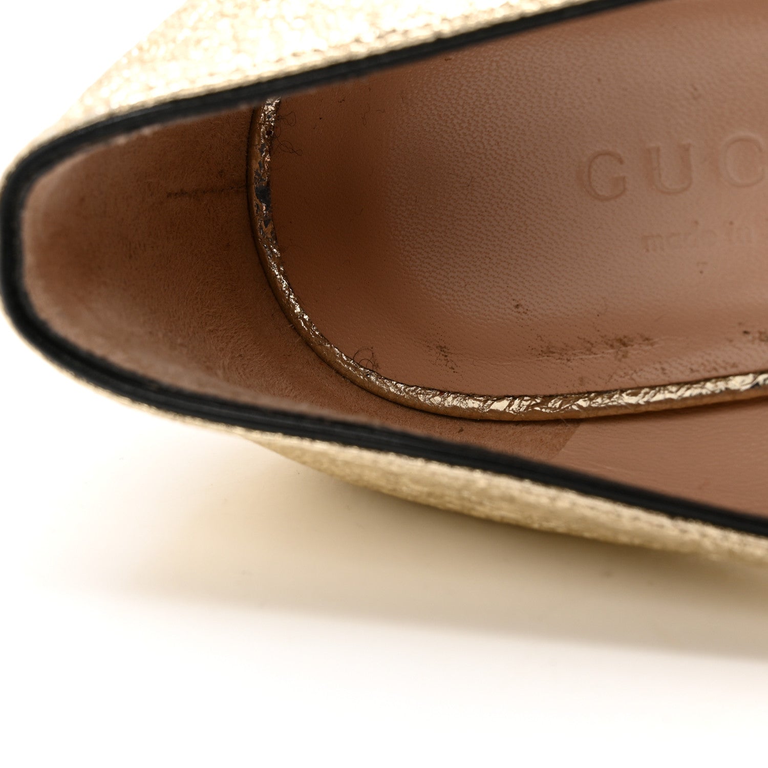 Gucci Galassia GG Marmont Fringe 50mm Loafer Pumps 35 Platino