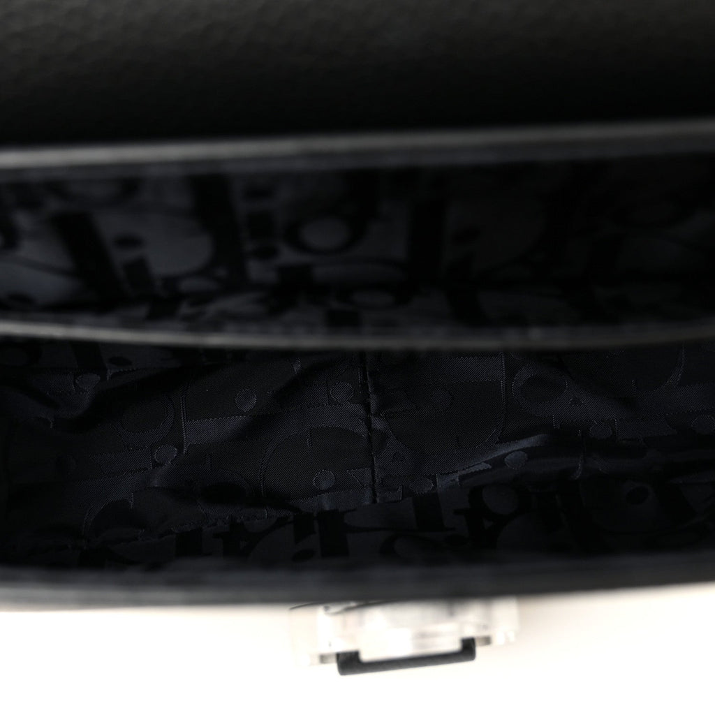 Christian Dior Grained Calfskin Saddle Messenger Bag With Strap Black