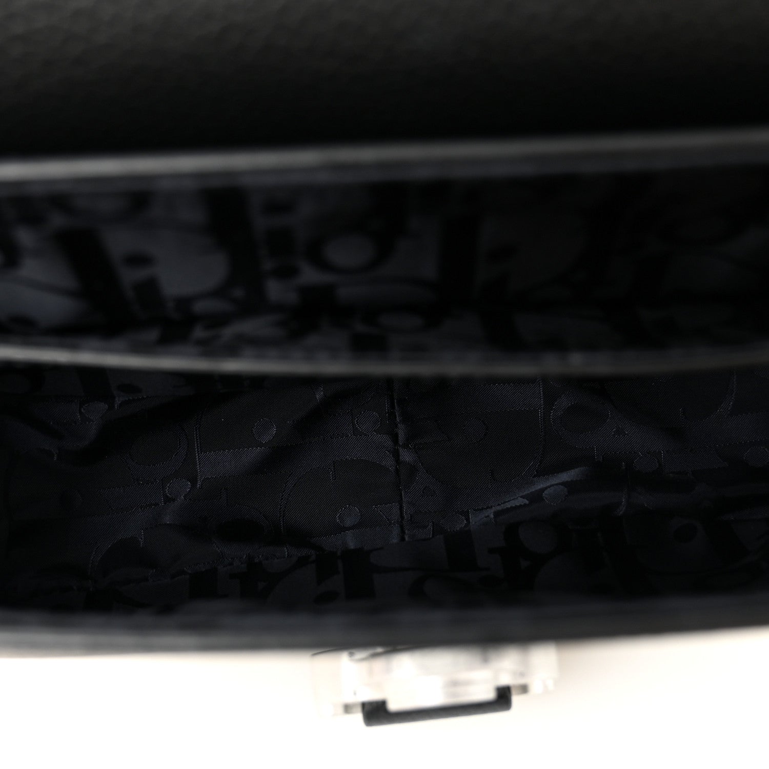 Christian Dior Grained Calfskin Saddle Messenger Bag With Strap Black