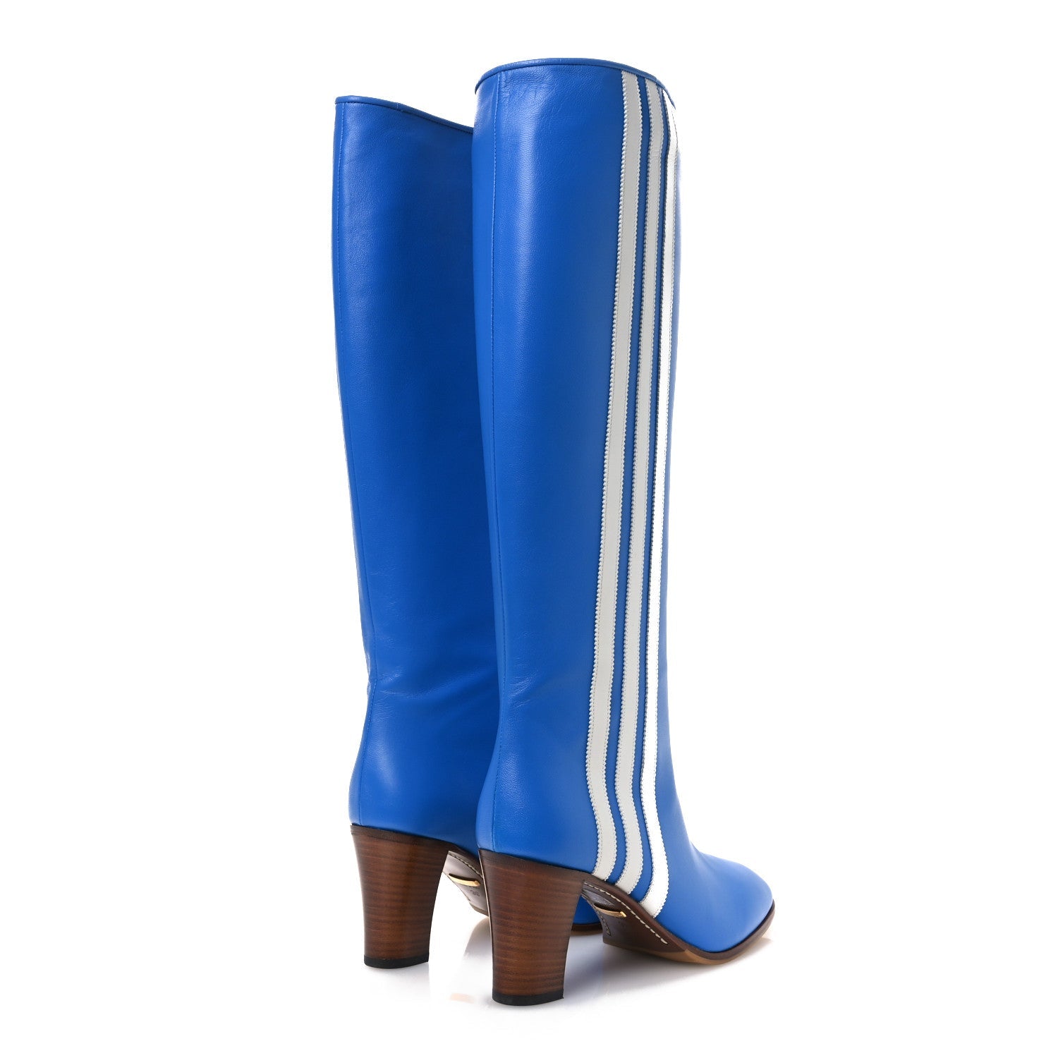 Gucci X ADIDAS Calfskin Elizabeth Knee Boots 39 Blue