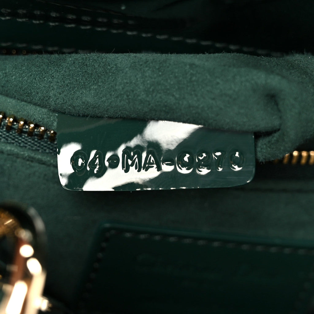 Christian Dior Patent Cannage Mini Lady Dior Pine Green