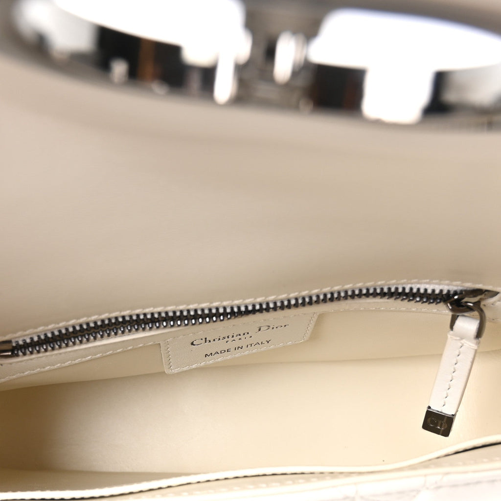 Christian Dior Calfskin Macrocannage Small Caro Bag White