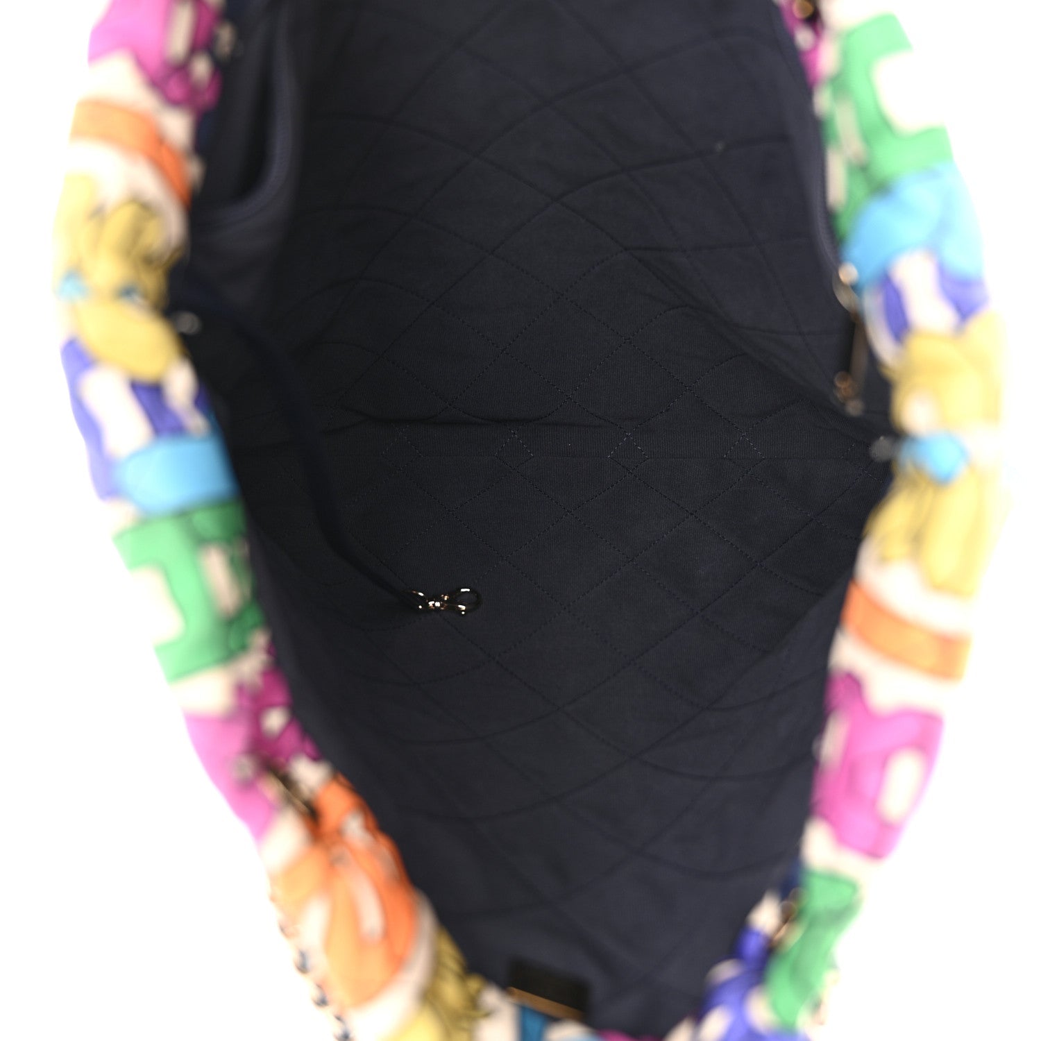 Chanel Printed Fabric Quilted Logo Large Shopping Tote Multicolor