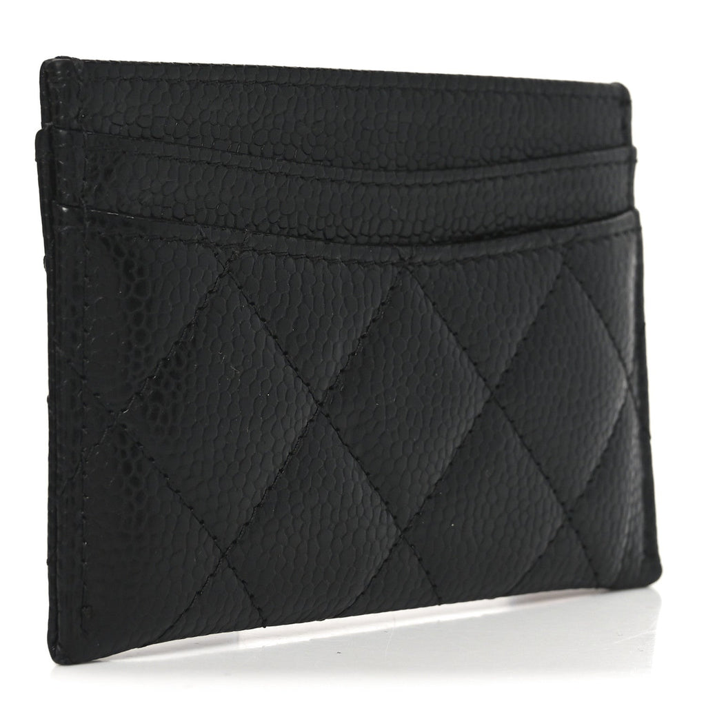 Caviar Quilted Card Holder Black