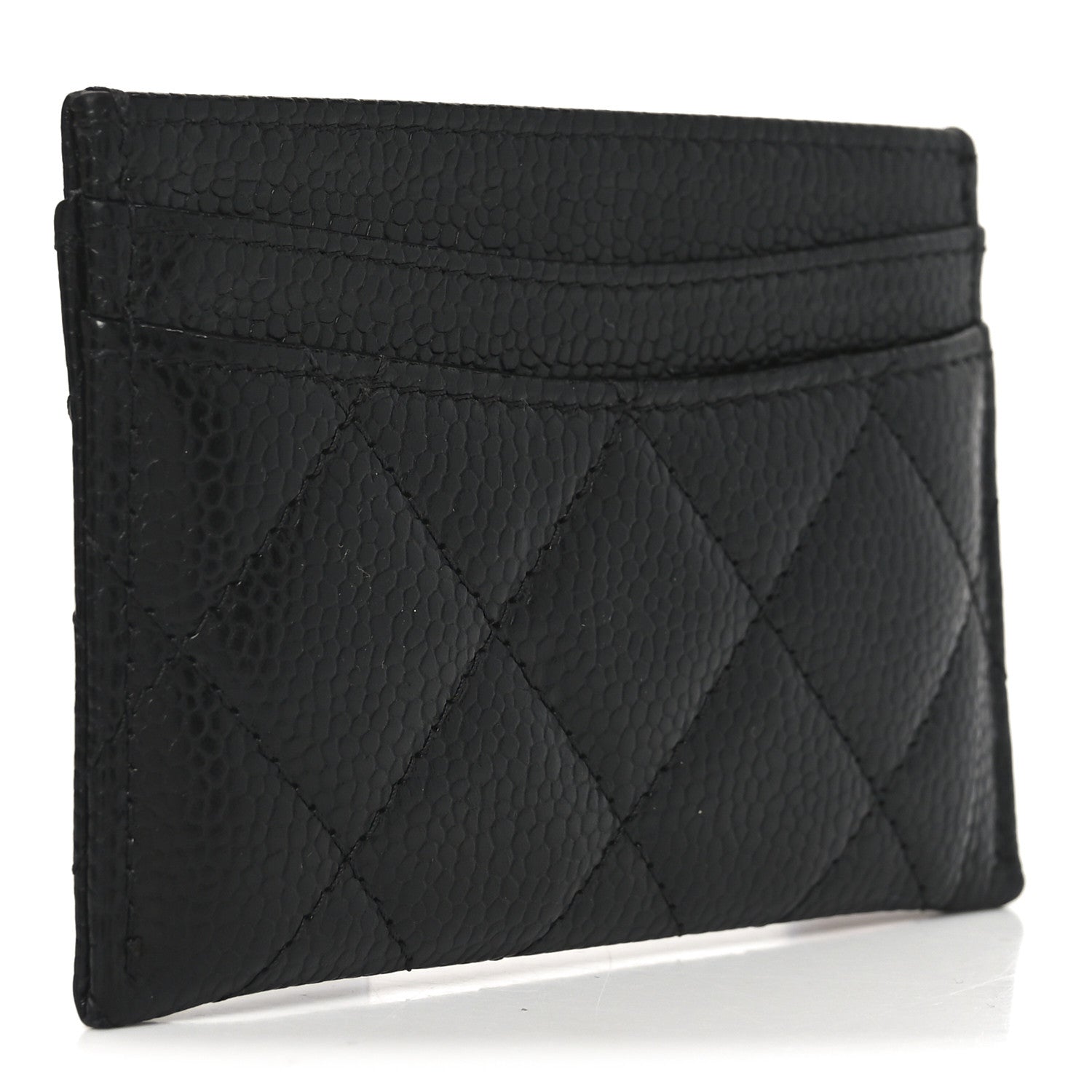 Caviar Quilted Card Holder Black