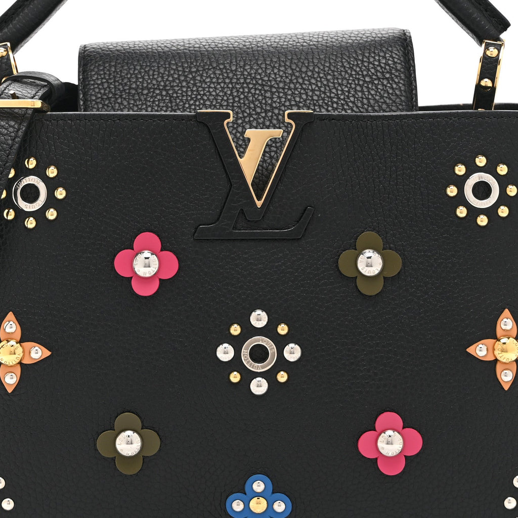 Louis Vuitton Taurillon Mechanical Flowers Capucines PM Black