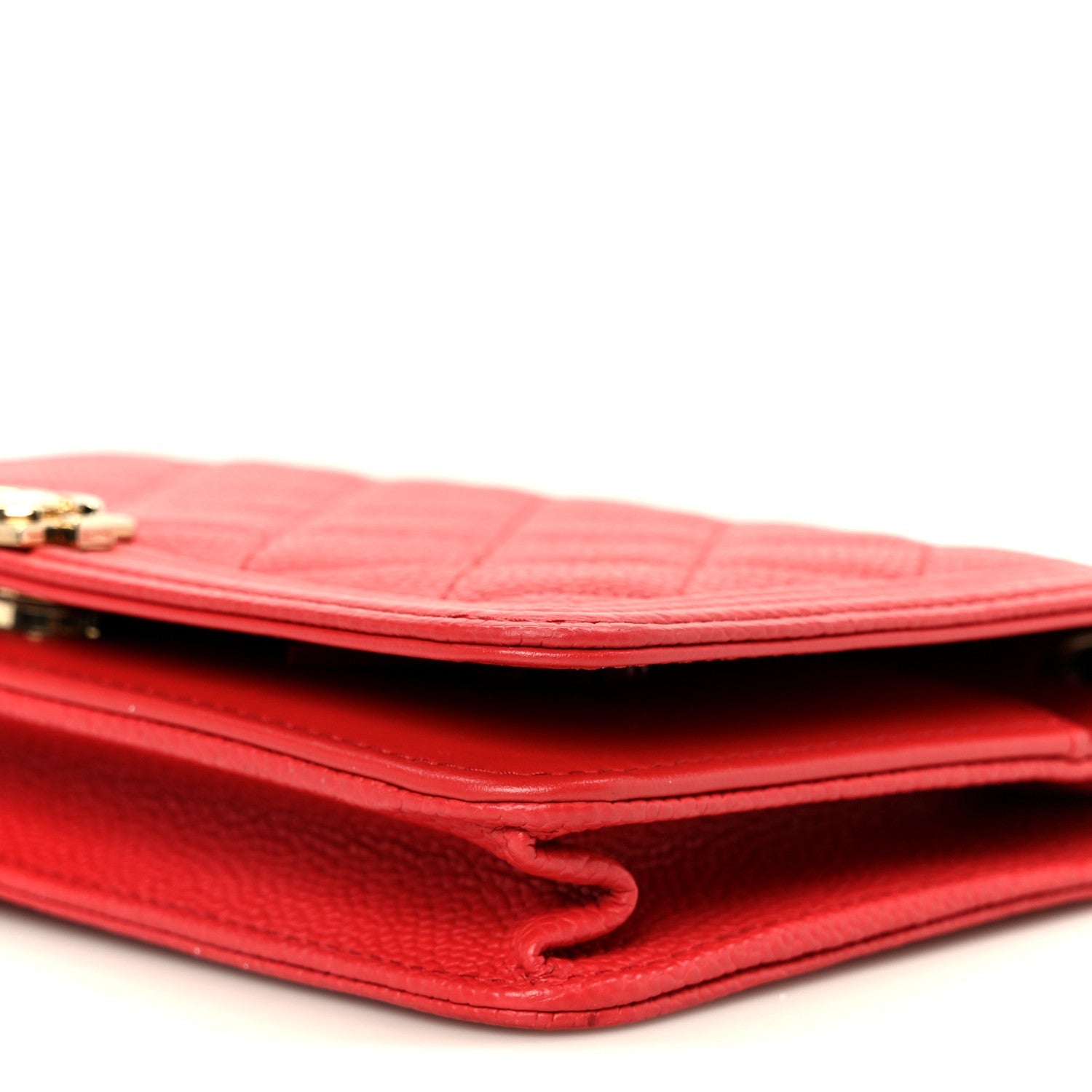 Chanel Caviar Quilted Boy Wallet On Chain WOC Red