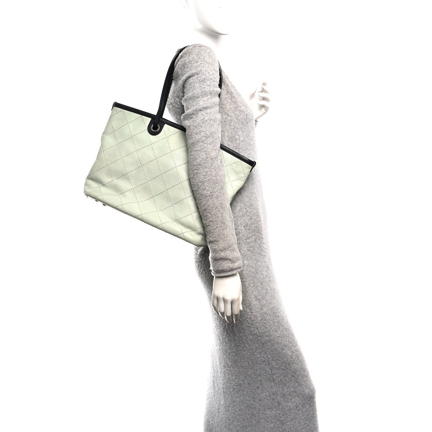 Chanel Grained Calfskin Shopping Fever Tote Green
