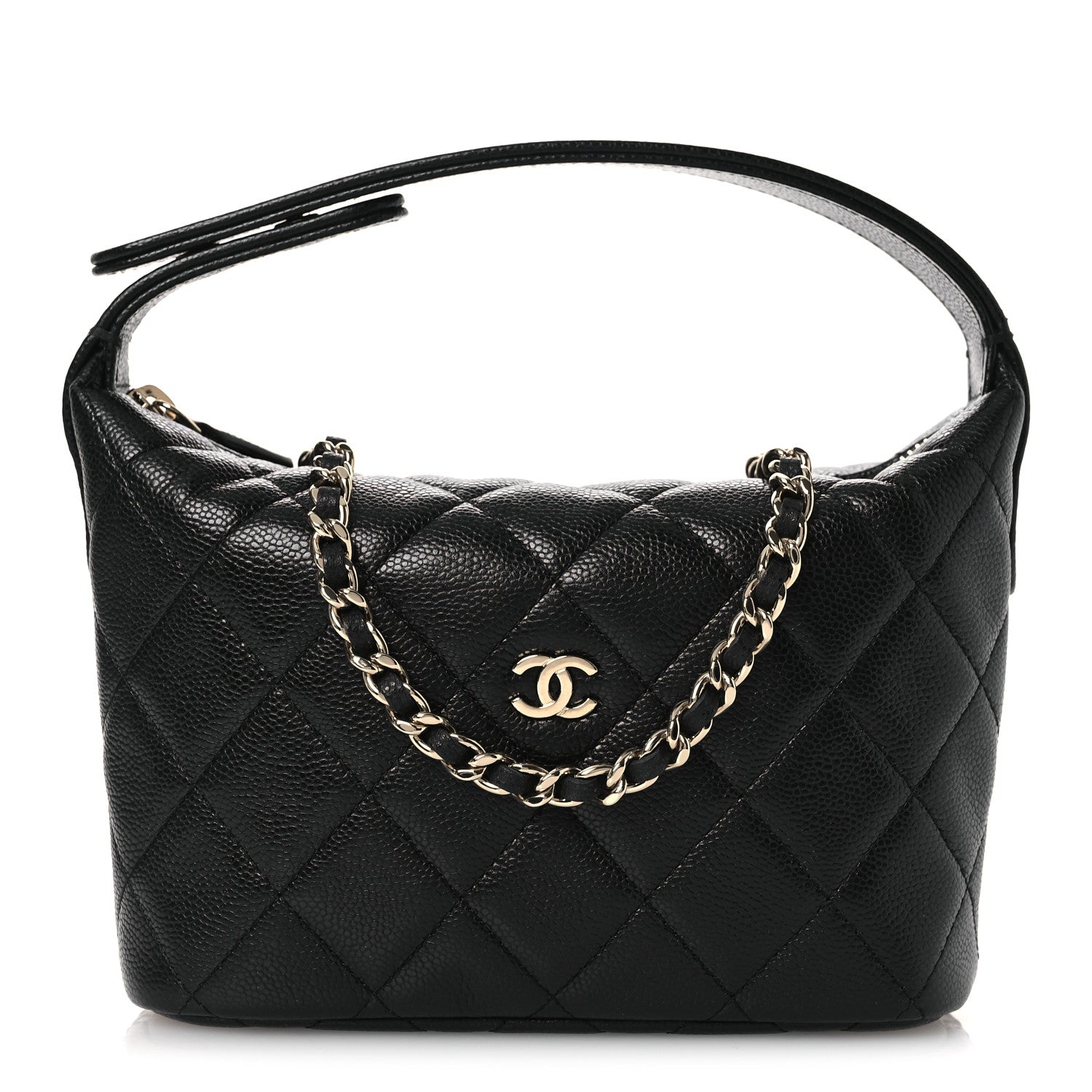 Chanel Caviar Quilted Hobo Clutch With Chain Black