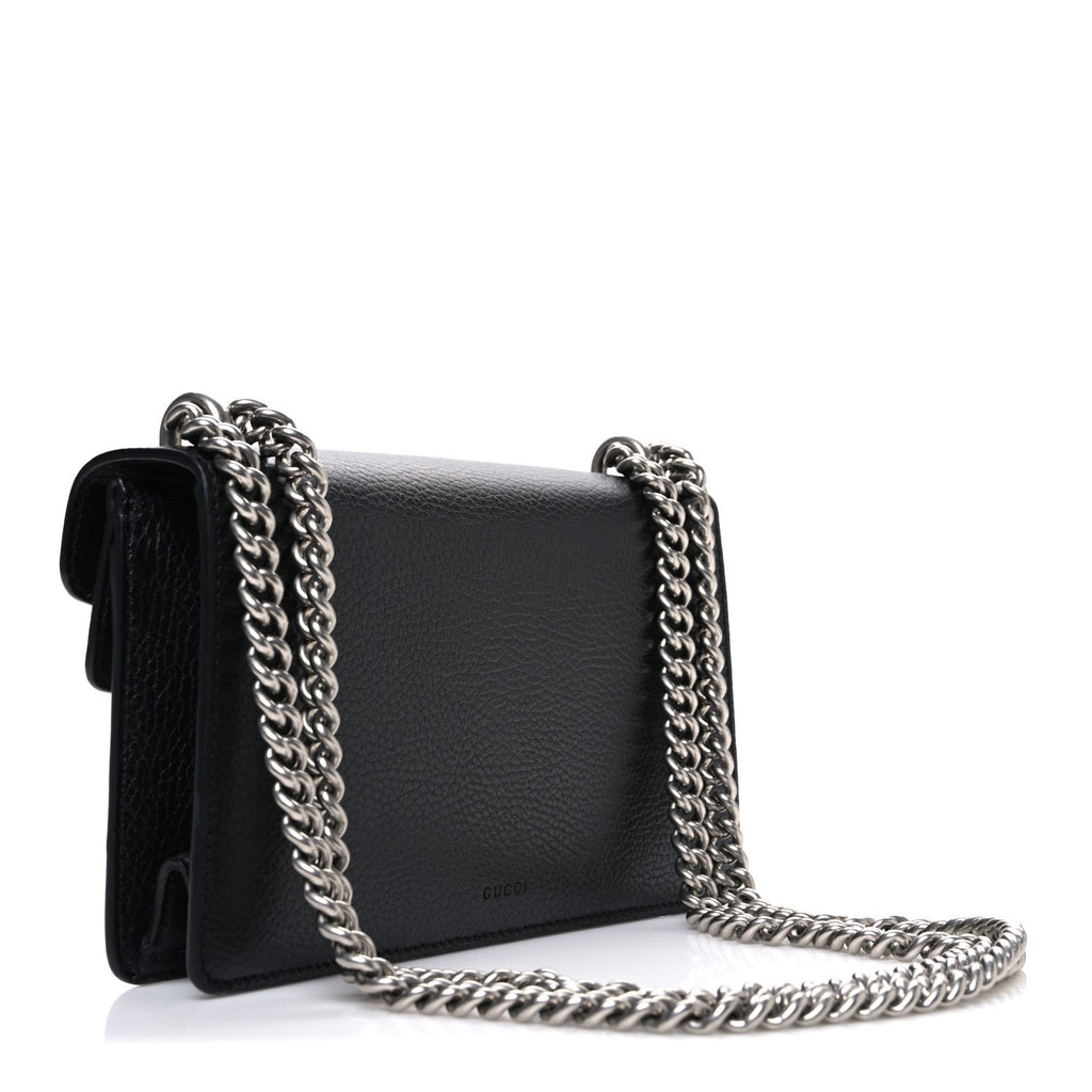 Gucci Dollar Calfskin Enamel Small Dionysus Shoulder Bag Black Electric Blue