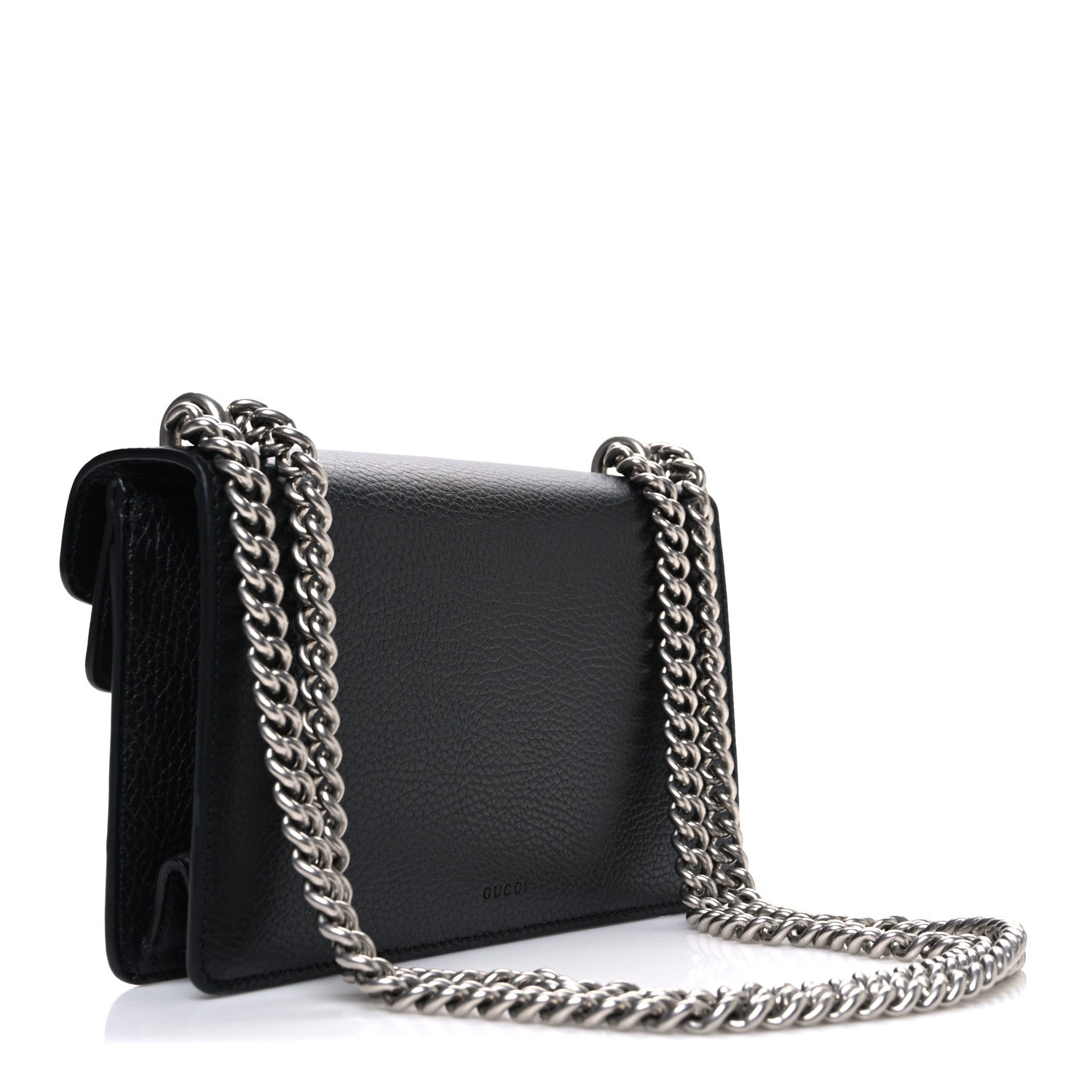 Gucci Dollar Calfskin Enamel Small Dionysus Shoulder Bag Black Electric Blue