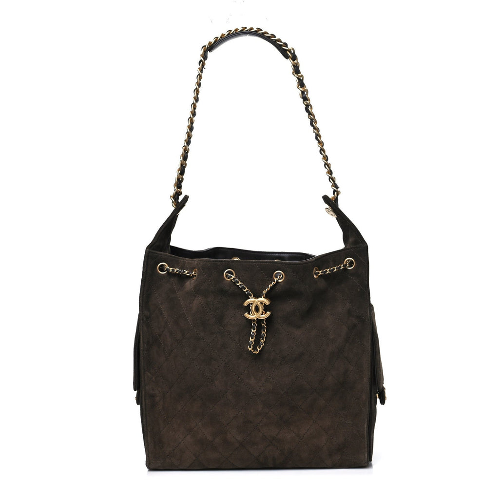Chanel Suede Quilted Medium Chanel 25 Handbag Dark Brown