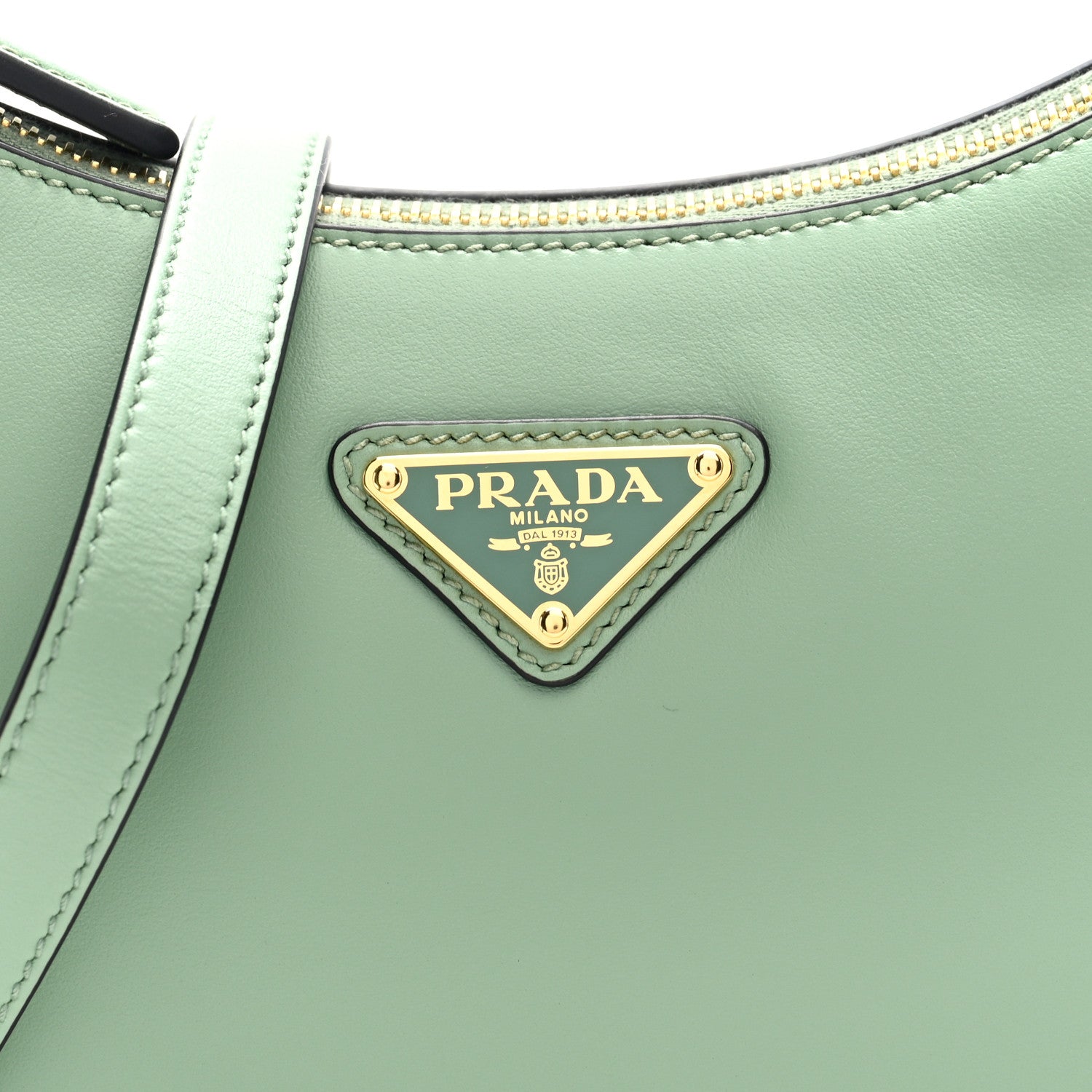 Prada Soft Calfskin Arque Shoulder Bag Green