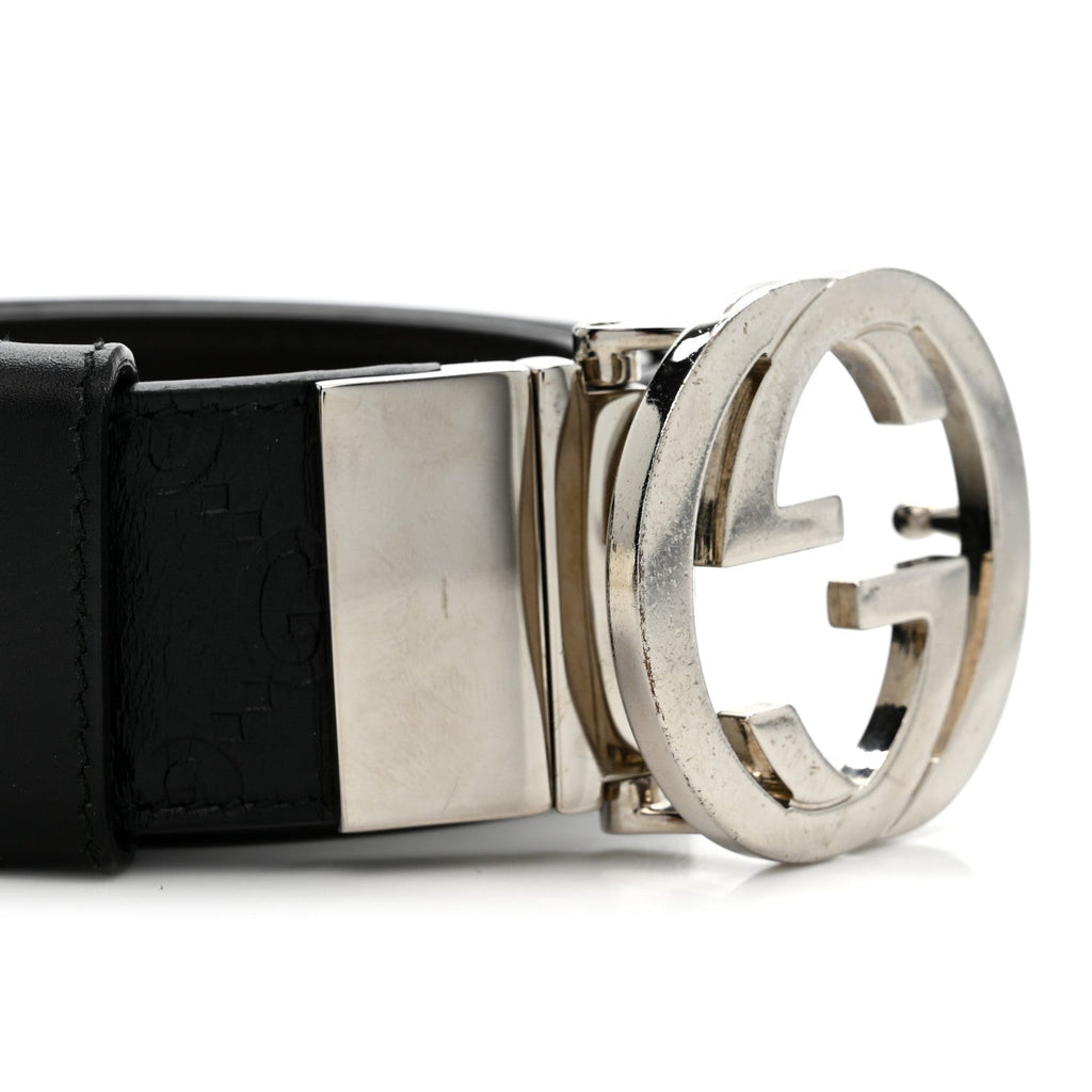 Gucci Guccissima Signature Interlocking G 37mm Belt 85 34 Black
