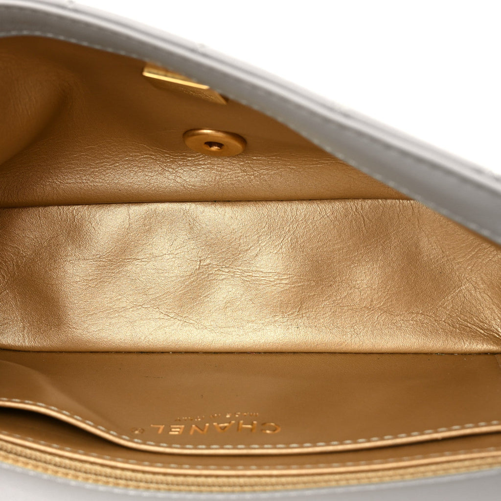 Chanel Lambskin Quilted Mini Rectangular Pearl Crush Flap Grey