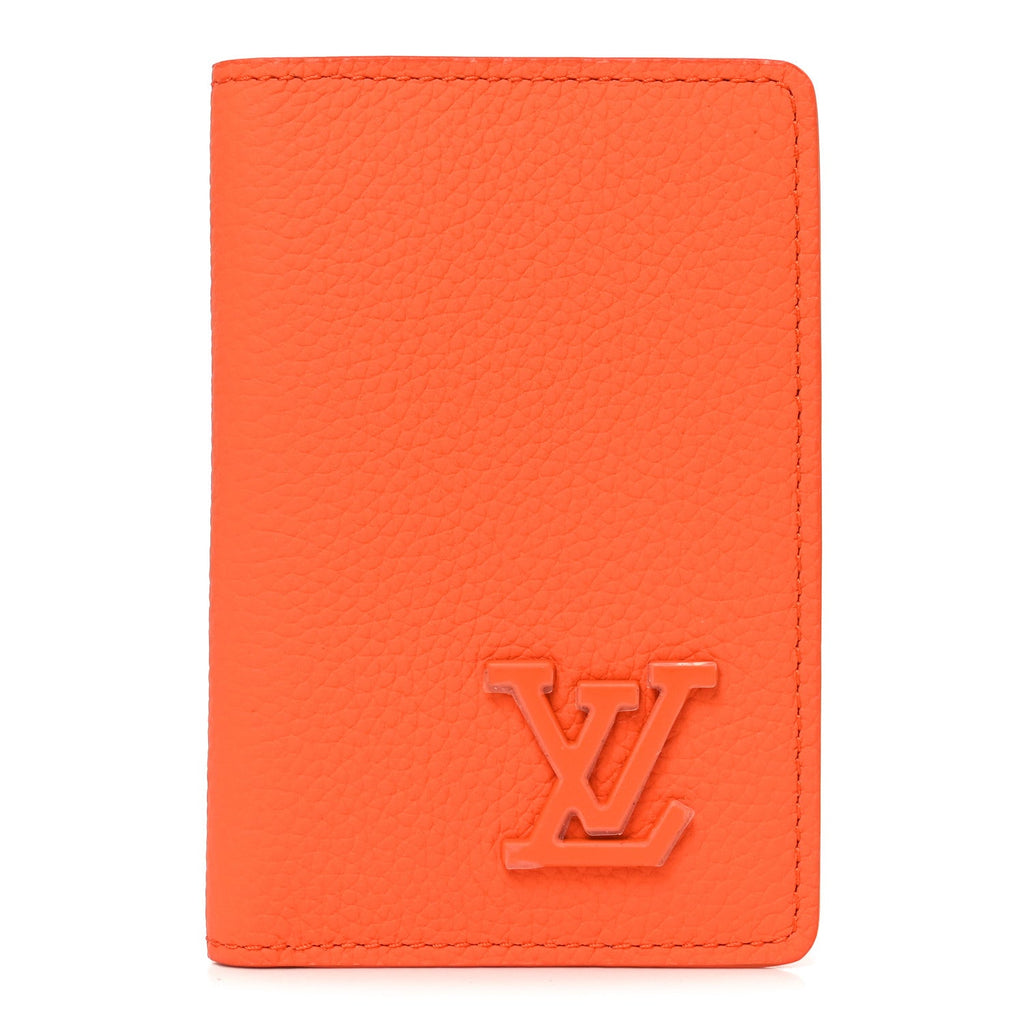 Louis Vuitton Grained Calfskin Aerogram Pocket Organizer Orange