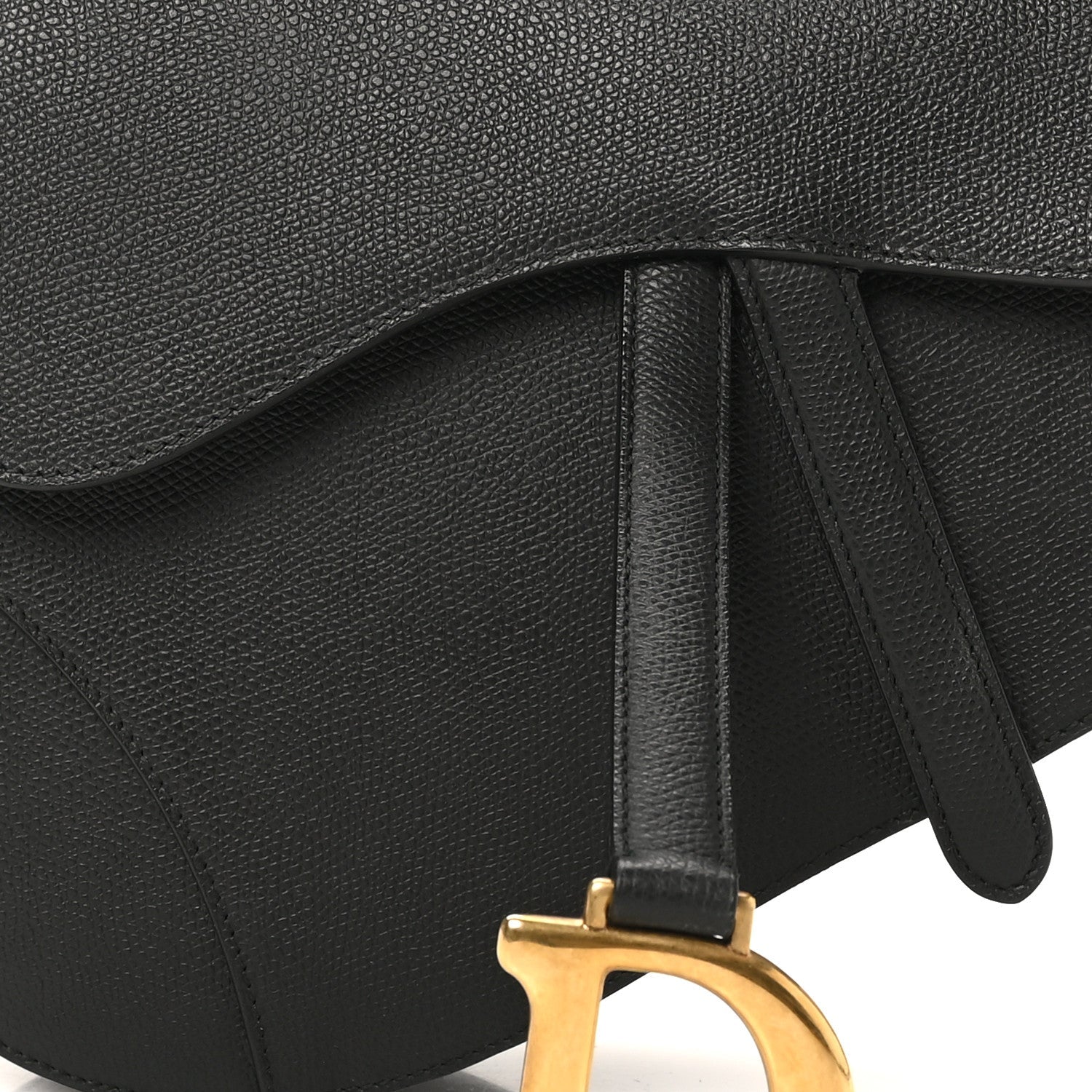 Christian Dior Grained Calfskin Saddle Bag Black