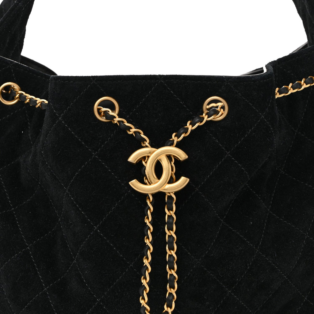 Chanel Suede Quilted Medium Chanel 25 Handbag Black