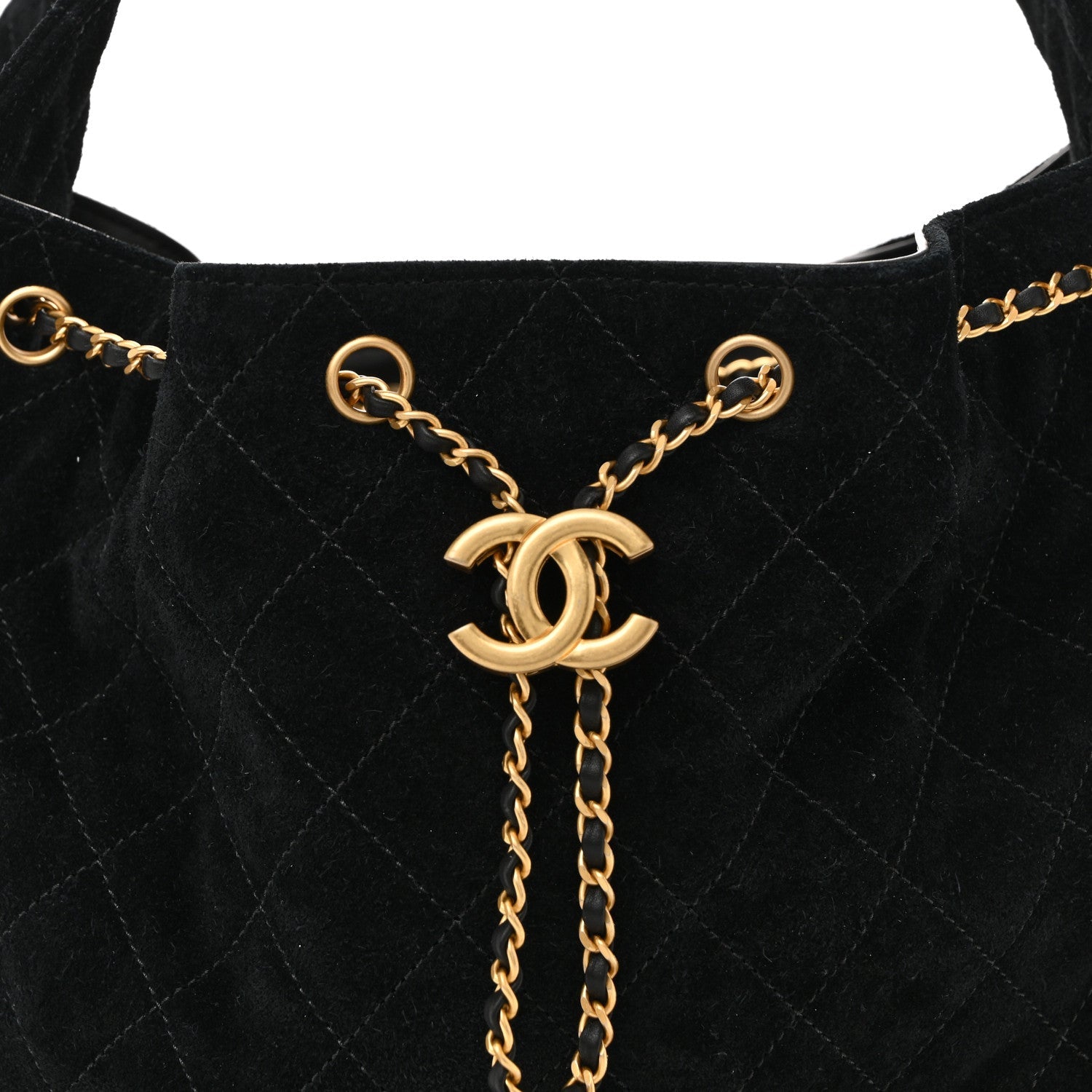 Chanel Suede Quilted Medium Chanel 25 Handbag Black