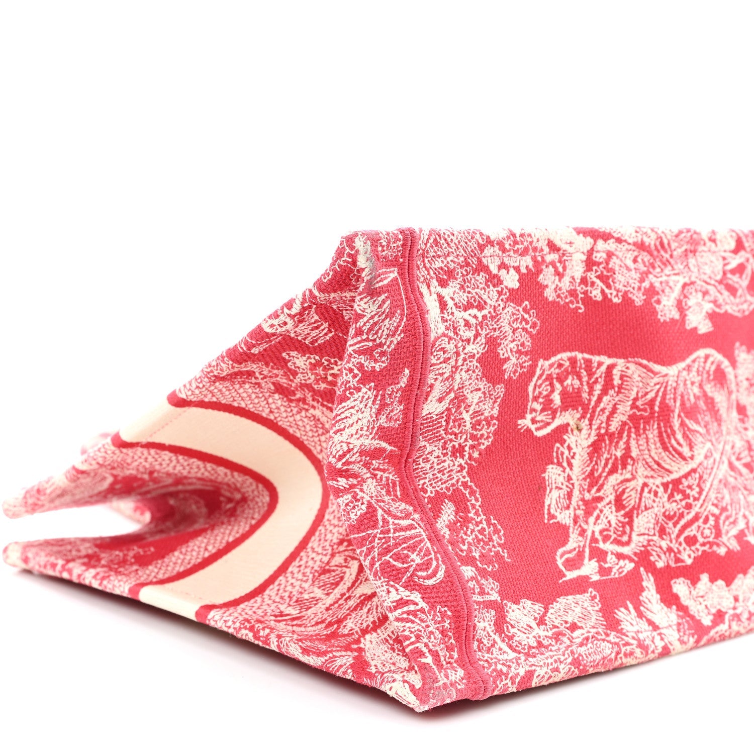 Christian Dior Canvas Embroidered Medium Dioriviera Toile De Jouy Book Tote Raspberry